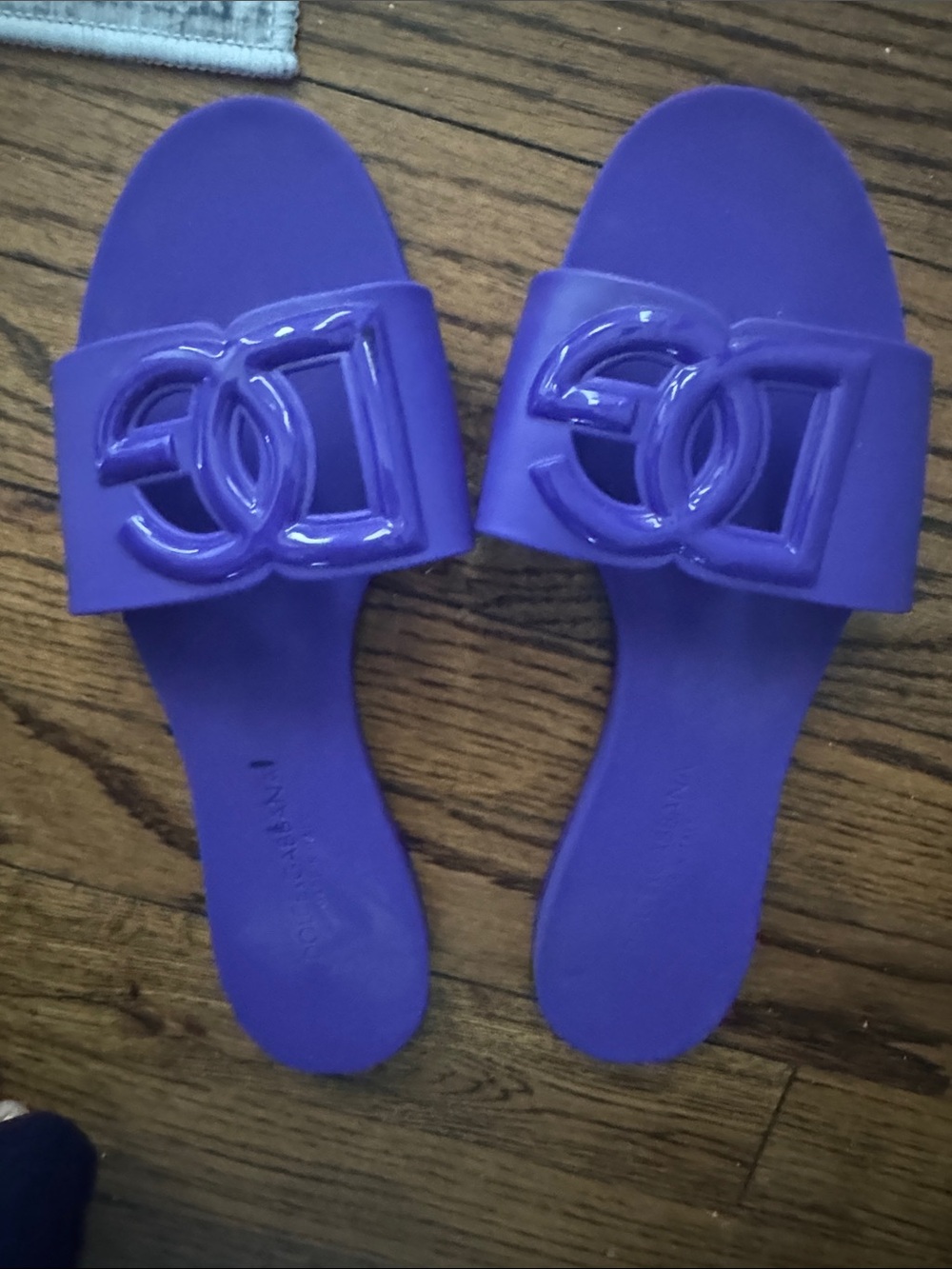 Dolce & Gabbana Purple Logo Slide Sandals
